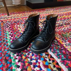 Madewell black leather combat boots size 7